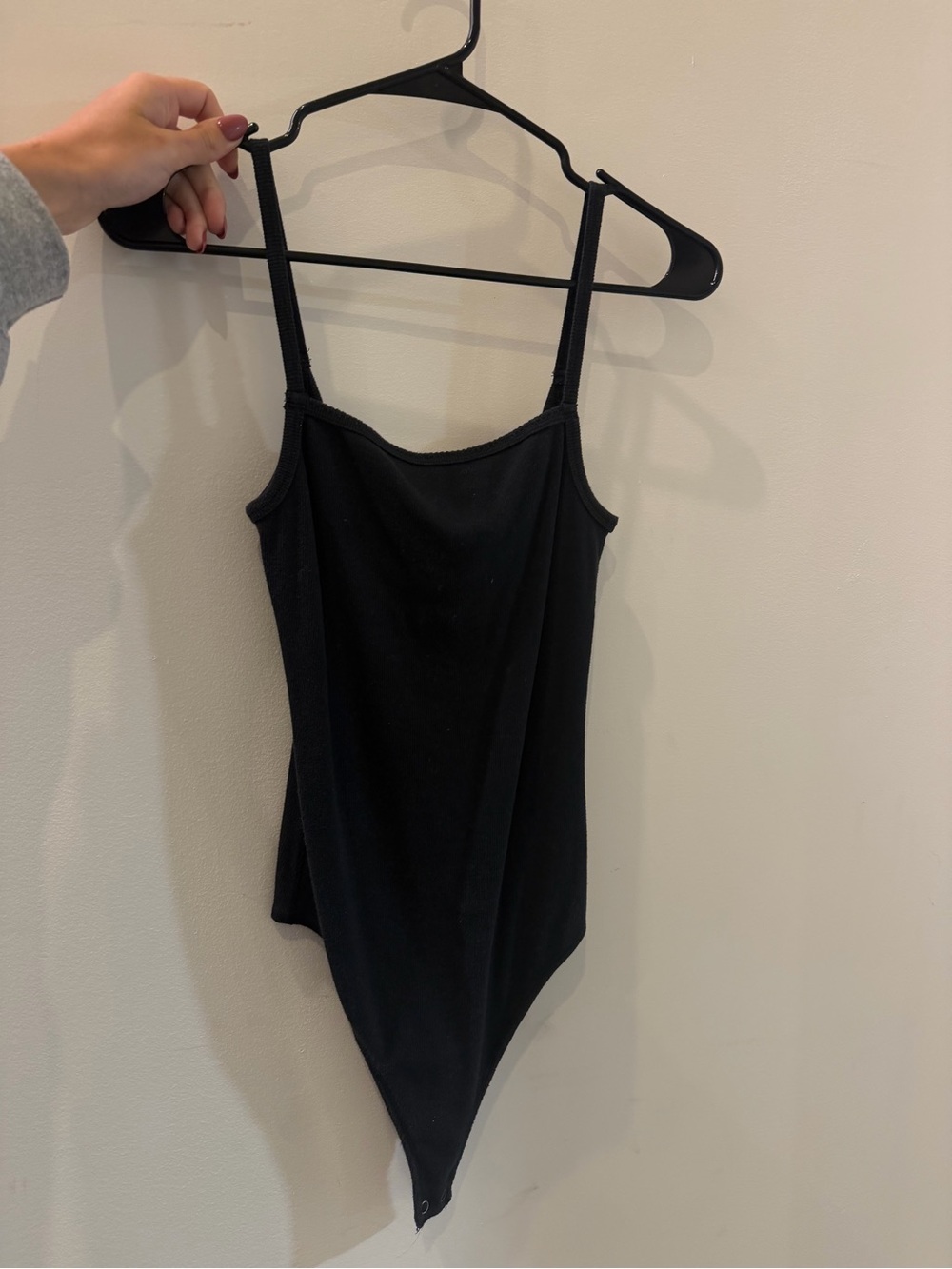 Abercrombie & Fitch Black Ribbed Spaghetti Strap Bodysuit